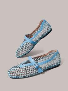 Styleloop Ladies, Willow Nails, Buckles, Flat Shoes. - Light blue - View 6