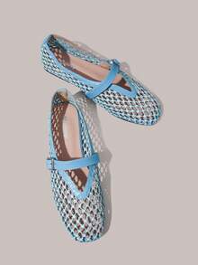 Styleloop Ladies, Willow Nails, Buckles, Flat Shoes. - Light blue - View 5