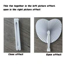 50pcs/30pcs/10pcs White Paper Fans, Foldable Handheld Ladies Fans, Heart Shape Wedding Decoration Folding Hand Fans For Bride Guests Church Party Favors Dance Birthday DIY - White - View 2