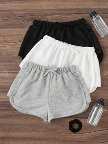 Tween Girls Casual Street Style Minimalist College Colorblock Multi-Color Multi-Piece Shorts Set - Multicolor - View 2