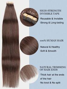20PCS Straight Tape In Human Hair Extensions 100% Real Remy Human Hair 14-24inches Natural High Quality 50G/Pack For Salon Silky Seamless Invisible PU Tape In Hair Extensions - S4A - View 3