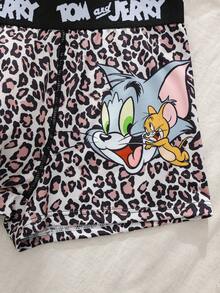 TOM & JERRY X SHEIN 男士字母腰帶豹紋休閒內褲 - 棕色 - 查看 5