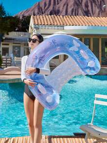 1pc U-Shaped Inflatable Lounger Chair, Cute Style With Bowknot And Sequin Elements, Cup Holder, PVC Material, Suitable For Water, Pool Party, Beach, Inflatable Float, Water Resting Seat, Air Pump Needs To Be Purchased Separately - Sequined Butterfly U-shaped Recliner - View 9