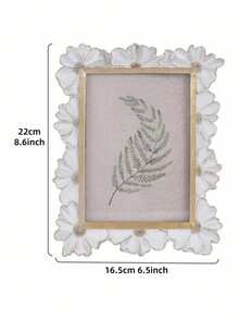 Madebyblanc 1PC Resin White Gold Trim 3D Daisy Flower Pattern Square Photo Frame Horizontal Vertical Dual Use Home Desktop Display Picture Frame Decorative Photography Accessories Holiday Gift Idea Room Decor Ornament - one-size - View 12