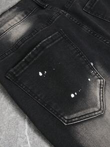 Manfinity EMRG Men's Fashion Versatile Distressed Pocket Button Denim Shorts - Black - View 6