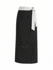 Swim Oasis 2026 Spring Summer Black And White Polka Dot Printed Patchwork One-Piece Set Casual Vintage Elegant Vacation Beach Seaside Outfit For Women - Multicolor - View 6