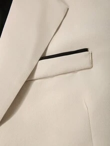 Manfinity Mode Men's Spring/Summer/All-Season Suit Set, Apricot Fabric Mature Business Style Jacket & Pants Suit Set - Apricot - View 4