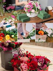 3 Pieces 8.98 * 4.25 * 3.07 Inch Dry Flower Mud Packaging Material Absorbent Sponge Foam Flower Art Moisturizing Base Flower Mud, Valentine'S Day Gift - Green - View 2