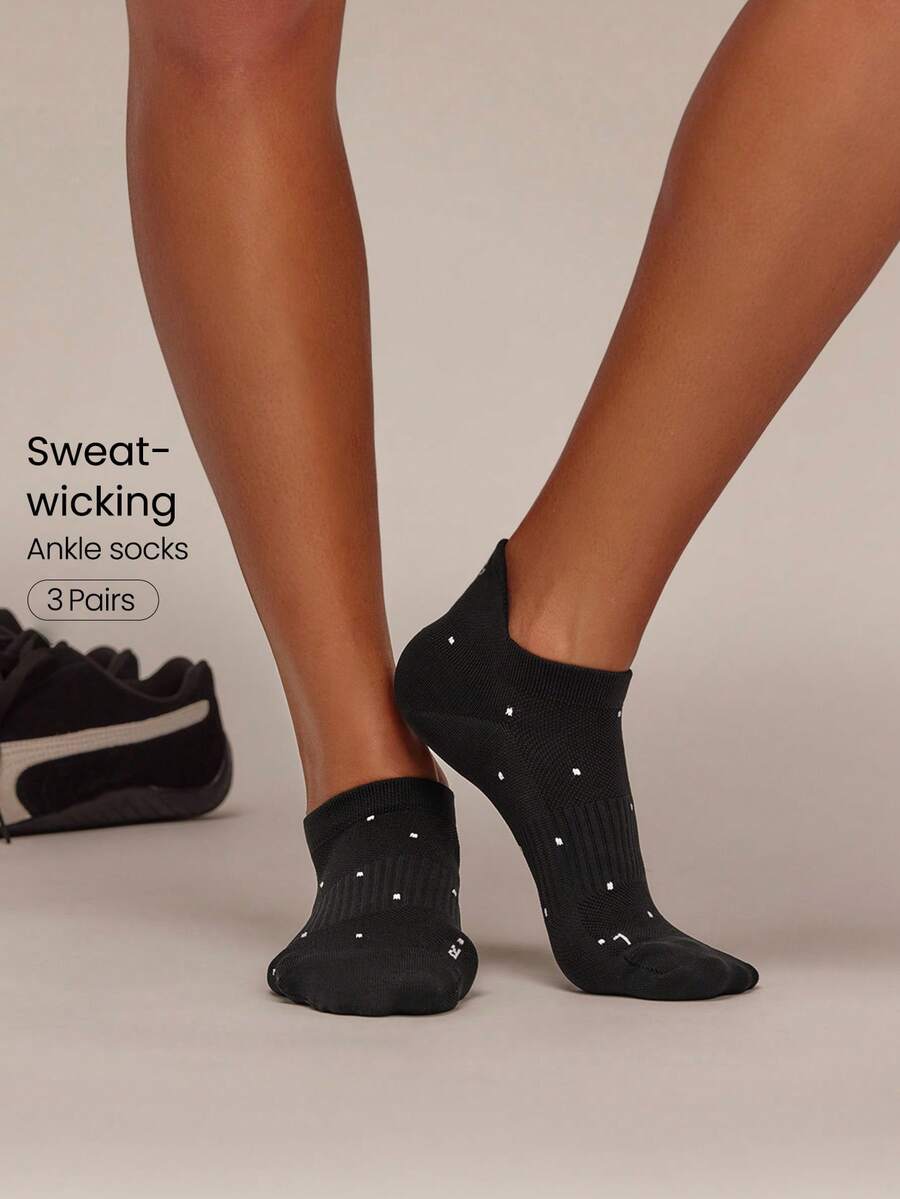 GLOWMODE Arch Support Everyday Socks Gym - White+Grey+Black Polka Dots - View 1