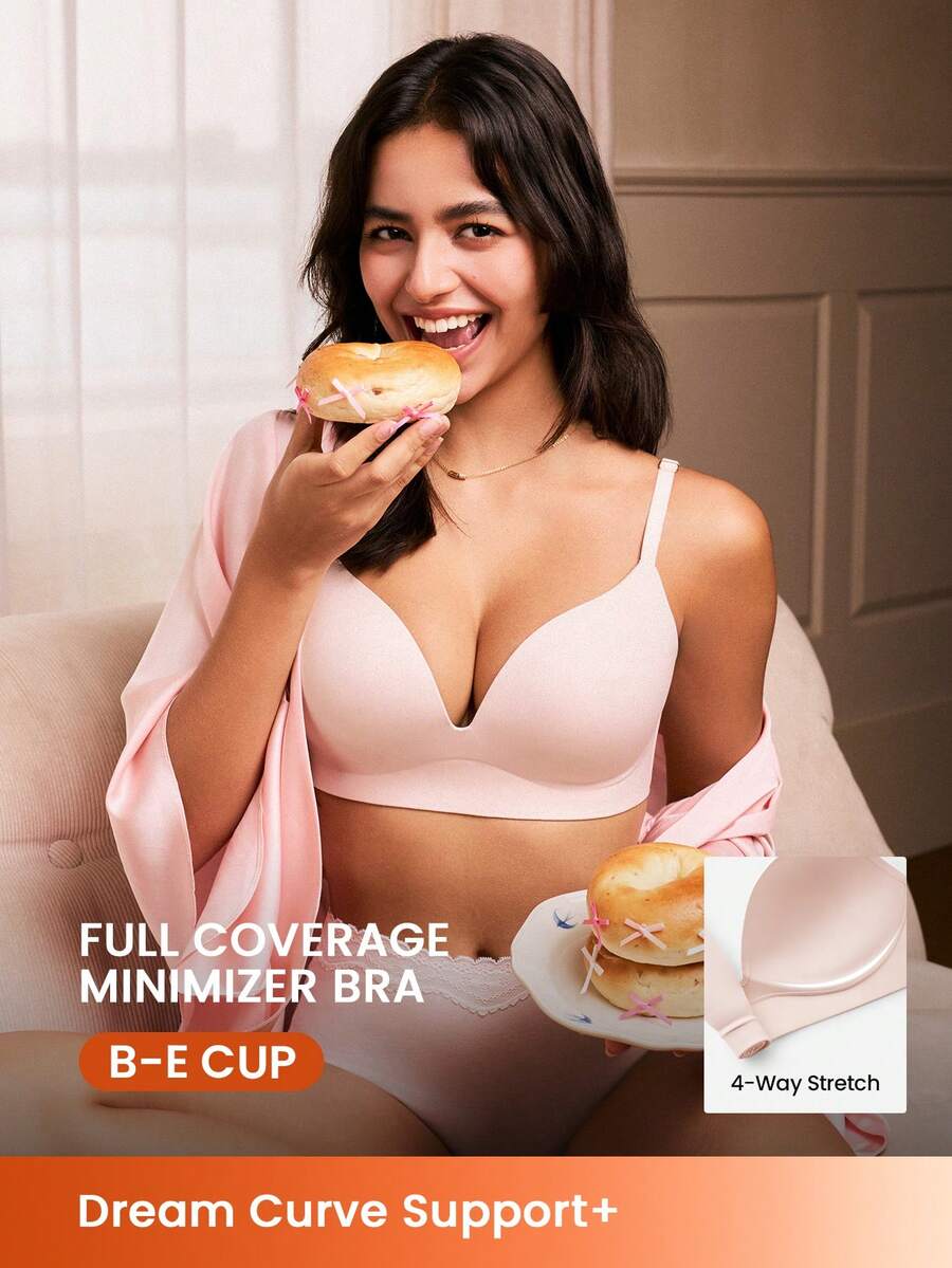 LUVLETTE Dream Curve Support+ Black Wireless Push Up T-Shirt Basic SizeFreedom Bra No Show Underwear Comfortable Must-Haves - Baby Pink - View 1