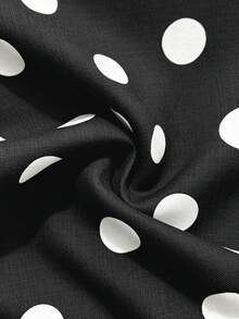 SHEIN PariChic Vintage French Black And White Polka Dot Print Sleeveless Dress, Round Neck, Waist-Cinching, Slimming, Elegant Commuter Vacation Short Dress Summer - Black - View 4
