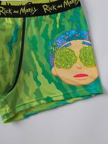 Rick and Morty X SHEIN Calzoncillos bóxer con estampado de dibujos animados para uso diario para hombres - Verde - Ver 7