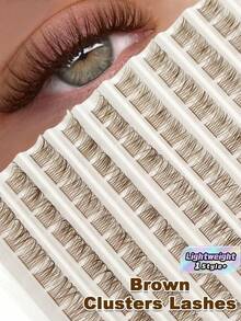 120 Clusters Brown D Curl Lashes, Lightweight Soft & Fluffy, For Natural Or Dense Makeup Look, Essential Beauty Tool - D - View 1