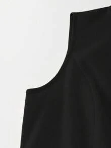 SHEIN Franclia Women's Solid Color Casual Minimalist Party Dress For Summer - Black - View 3