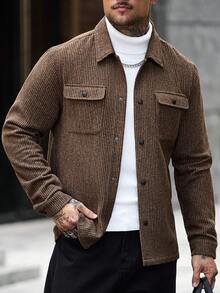 Manfinity CasualCool 男士羊毛混紡成熟休閒百搭夾克 - 咖啡棕 - 查看 1