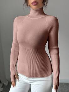 SHEIN Y2K Elegant Outdoor Knit Pullover Sweater For Travel, Commute, Holiday And Daily Wear - Khaki - View 4