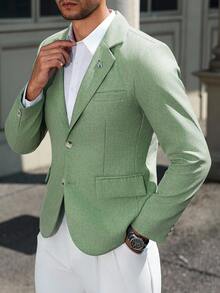 Manfinity Mode Men's Casual Business Commute Blazer - Green - View 7
