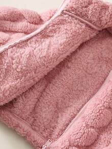 Baby Girl Winter Zipper Long Sleeve Heart Pattern Jacket - Pink - View 6