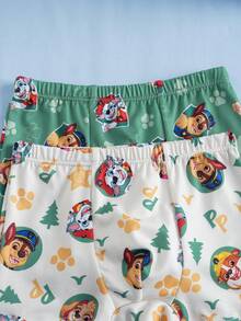 SHEIN | PAW Patrol Young Boy Cartoon Dog & Plant Print Underwear 2pcs/Pack - Green - View 3