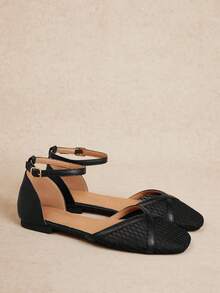 Rosivie Women Flats Spring And Summer New Models, Square Toe Design, Comfortable And Simple Vacation, Women's Flat Bottom, Essential For Commuting, Casual - Black 1 - View 2