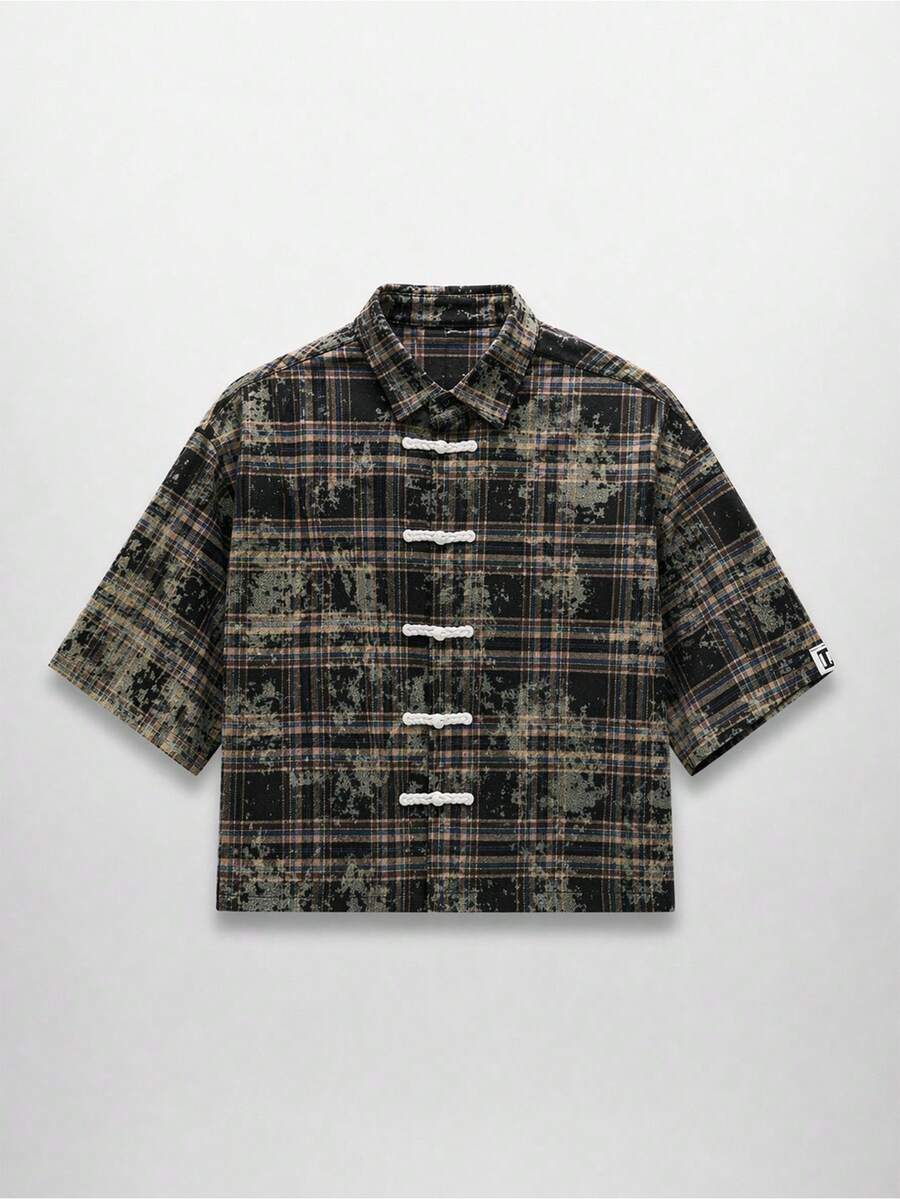 NEON BLANC Men's Summer Casual Plaid Short Sleeve Shirt - Multicolor - View 1