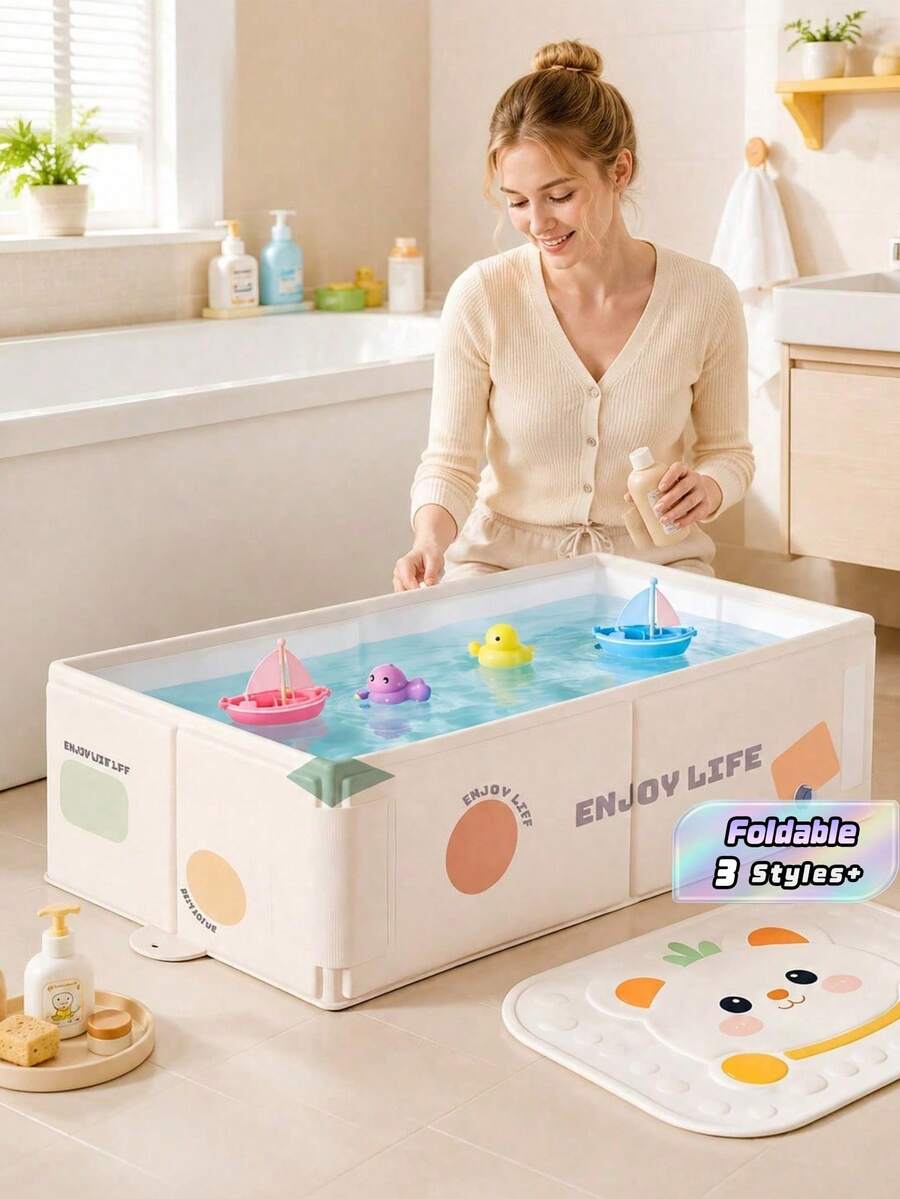 1pc Foldable Multifunctional Bathtub, Portable Small Bathtub, Shower Basin, Suitable For Indoor/Outdoor, Travel, Garden, Pets, All Season Use, Attention To Size, Comfortable, Mother's Day Gift - multicolor - View 1