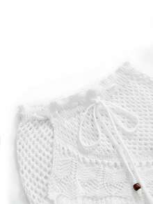 ROMWE Women's Summer Beach Casual Vacation Hollow Knit Skirt - White - View 3