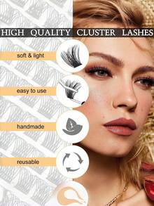 220 Pcs Cluster Lash DIY Eyelash Extension Kit, Natural C Curl Individual Lashes, Strong Hold Lash Bond & Seal Glue With Lash Applicator For Self Application - White - View 5