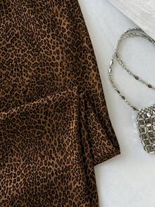 Flirla 2025 Thin Sexy Leopard Print Wide Leg Pants, Daily Wear, Back To School - Brown - View 5
