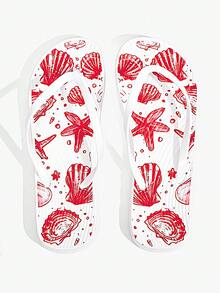 Grefit 女鞋女款時尚夾腳拖鞋 - 紅白花 - 查看 3