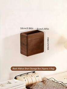 1PC Small Solid Wood No Drill Wall Mounted Storage Box Remote Control Holder Phone Charging Stand Natural Home Organizer For Living Room Trending Floating Shelves - multicolor - View 7