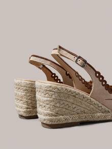 Styleloop Ladies, Rubber Band Cross Strap, Straw Rope, Sandals, High Heels. - Beige - View 5