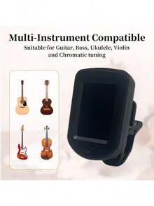 1 PC Clip-On Chromatic Tuner  Rotatable Color Display, For Guitar, Bass, Ukulele, Violin – Portable, Easy To Use, Battery Powered Instrument Accessory - Black - View 4
