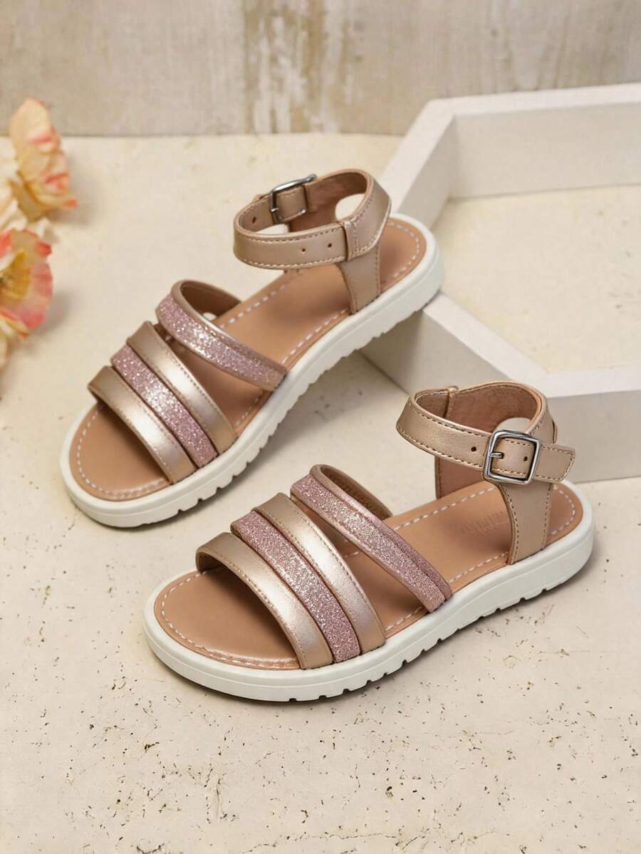 Sandalias para Niña y Hebilla Ajustable - Camel brilloso - Ver 1