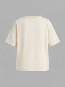 SHEIN LMoss Kids 少女香蕉字母印花T恤條紋長褲套裝 - 彩色 - 查看 7