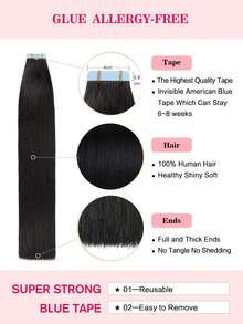 Băng dính nối tóc 100% Remy tóc thật 12-24 inch thẳng liền mạch băng dính nối tóc 50g/gói băng dính nối tóc băng dính nối tóc - SNatural - Xem 5