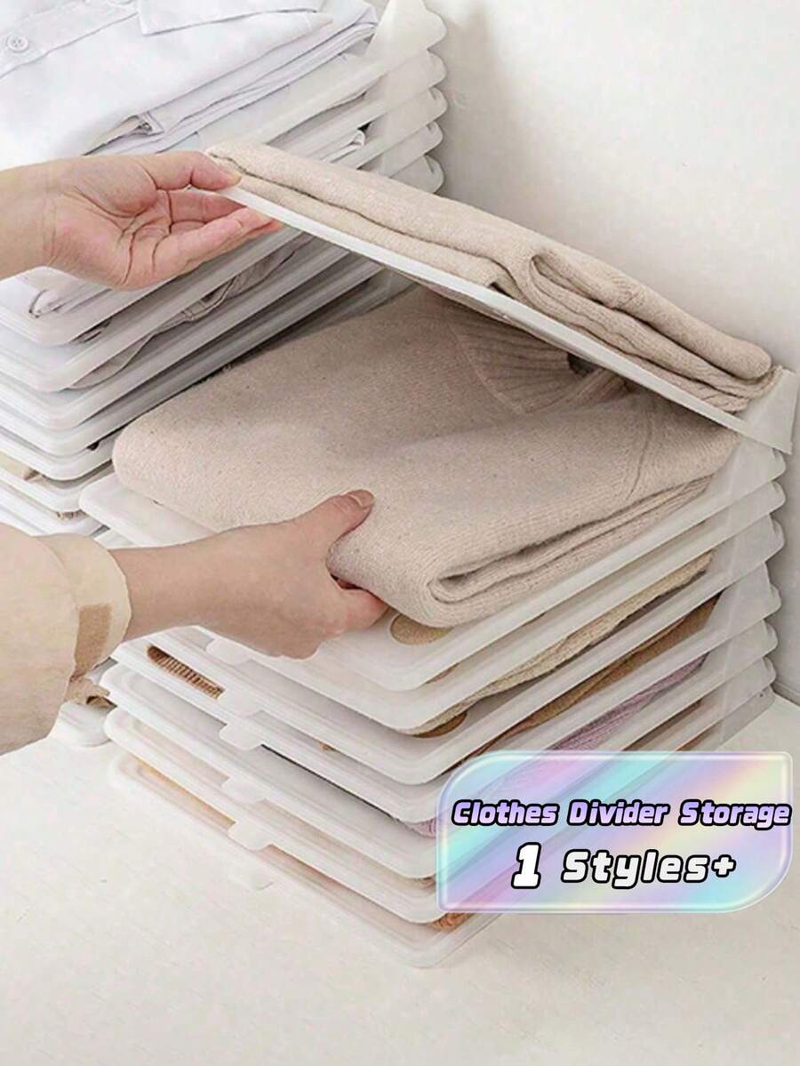 10Pcs Clothes Folding Boards, Plastic Storage Boxes & Organizer Racks, Home Wardrobe Bathroom Storage Organizer - Multicolor - View 1