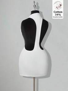 SHEIN ICON 純色 I 字露背性感休閒迷你洋裝 - 白色 - 查看 1