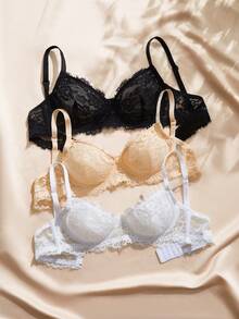 Charlaine Women's Lace Patchwork Sexy Daily Spaghetti Strap Bra - Multicolor - View 5