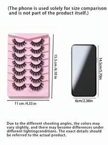 FindLove 7 Pairs Natural Crossing Faux Mink Eyelashes, Lightweight & Fluffy, Handmade, 10-16mm, Ultra-Light, Natural Look, Individual False Eyelashes, Suitable For Makeup - cross model - View 4