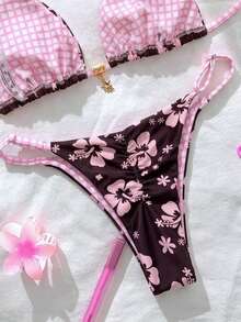 Elavelle Springbreak 女款沙灘裝 夏季女裝 純色細肩帶性感比基尼套裝 - 彩色 - 查看 6