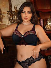 Divavoom Sujetador sin aros con patchwork de encaje, talla grande, 1 pieza - Negro - Ver 3
