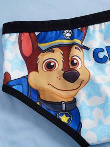 SHEIN | PAW Patrol Young Boy Cartoon Print Casual Daily Triangle Briefs - Blue and White - View 6