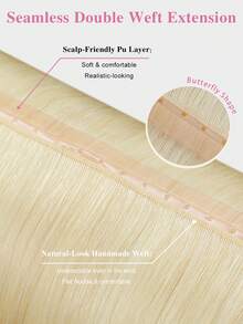 Double Invisible Glueless Remy Butterfly Weft Hair With Micro Beads Double PU Weft Hair Extensions Seamless Invisible Beaded Weft Extensions - S60 - View 8