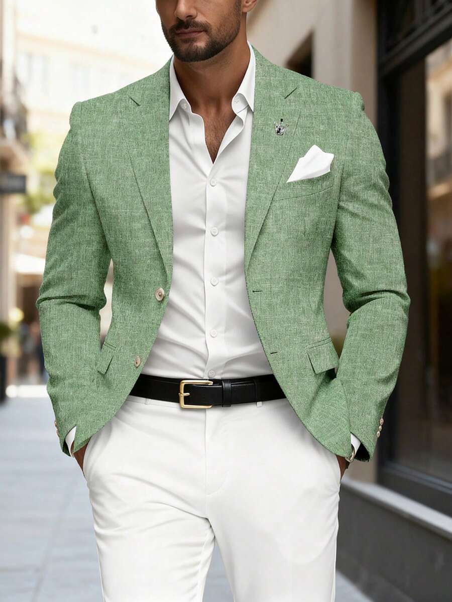 Manfinity Mode Men's Casual Business Commute Blazer - Green - View 1
