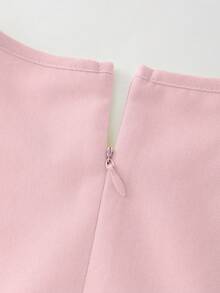 SHEIN Franclia 女款甜美蕾絲拼接裝飾圓領百褶洋裝 - 粉色 - 查看 7