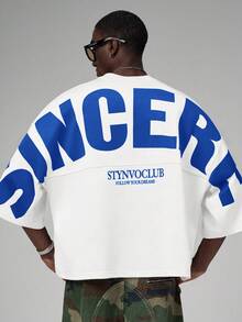 STYNVO Men's Plus Size Letter Print Casual Versatile Daily Wear T-Shirt - White - View 1