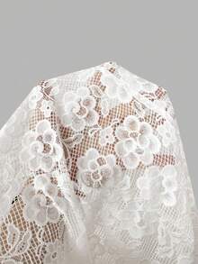 Silquee Elegant Solid Color Lace Blazer - White - View 9
