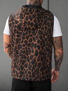 Manfinity CasualCool Rompi Kasual Berkerudung Pria Motif Leopard dengan Resleting di Bagian Depan - MultiWarna - View 2