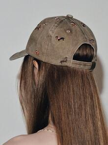 Noxbound Topi Baseball Bordir Anjing Dachshund Bergaya Retro dan Klasik, Bagian Atas Lembut untuk Menampilkan Wajah Kecil, Topi Pelindung Matahari untuk Pasangan di Luar Ruangan - Khaki - View 5